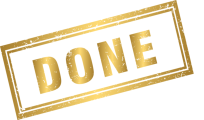 Golden done rubber stamp