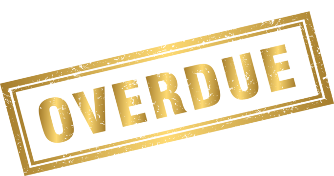 Golden overdue rubber stamp