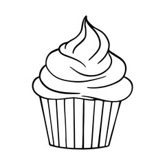 Cupcake Silhouette Design. Cupcake Cartoon Illustration In Black Color