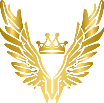 Golden wings logo, golden wings logo with crown