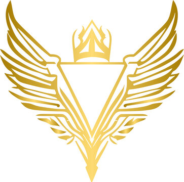 Golden wings logo, golden wings logo with crown