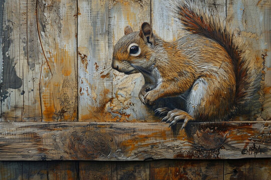 wall painting depicting a squirrel