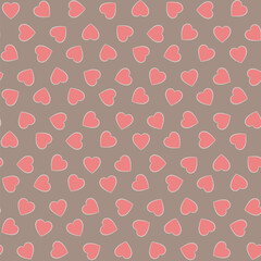 pink hearts. vector seamless pattern. valentines day. gray wedding repetitive background. fabric swatch. wrapping paper. stylish texture. design template for greeting card