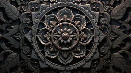 An intricate mandala design showcased on a 3D wall mockup.