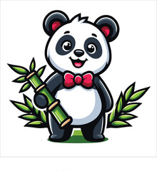 panda and bamboo, Panda Mascot design