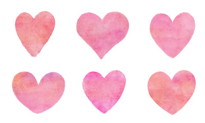 手描きで描いたハートの水彩画イラスト素材