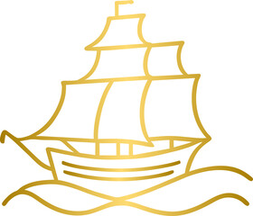 Golden sailing ship