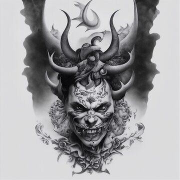 recommend clip art: A one of the 7sins collection, Wrath, a devil of Anger, tattoo idea styles.No.8