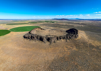Aerial view at Fort Rock - tuff ring in Lake County, Oregon, USA