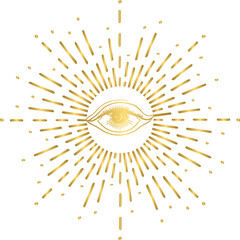 Golden celestial and mystic magical eye element in vintage boho style  © N2