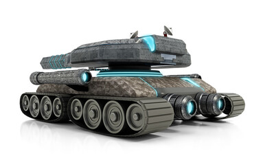 Sci-Fi tank isolated on white background. 3D illustration