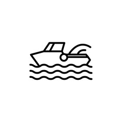 Speedboat outline icons, minimalist vector illustration ,simple transparent graphic element .Isolated on white background