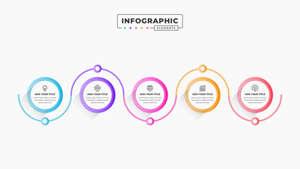 Fototapeta na wymiar Vector presentation process infographic design template with 5 steps or options