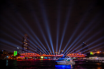 Illumination and light shows along the Chao Phraya River. Public event