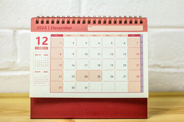 Hello December.Desk calendar for December 2024.Calendar for planning the month.