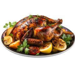 Roasted chicken hip  isolated on transparent background Generative AI	
