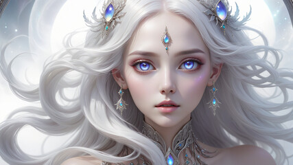 Fototapeta premium White Hair Magical Aura Girl #9