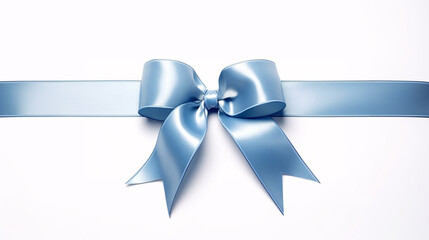 Realistic blue ribbon bow band isolated on white, New year and Father s day gift and promotion offering concept for advertising.