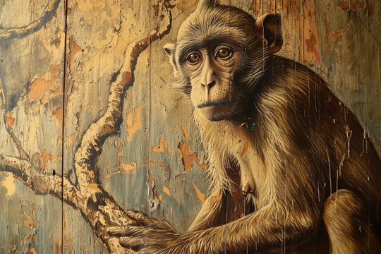 wall painting depicting a monkey