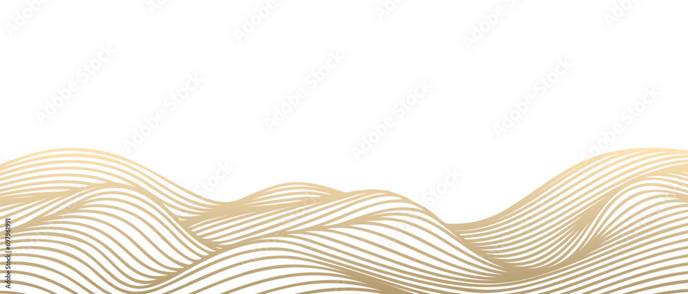 Aufkleber Vector abstract line art wavy flowing dynamic gold isolated on transparent background in concept luxury, wave, wind, ocean