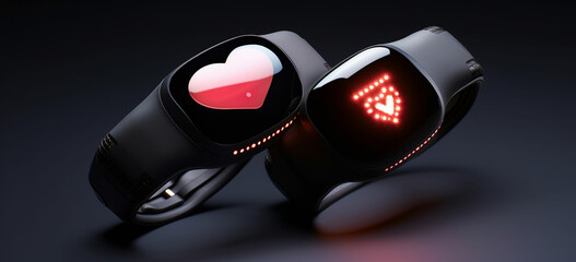 Design heart shaped wearable technology such as a smart - obrazy, fototapety, plakaty
