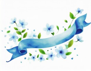 青い花とリボン