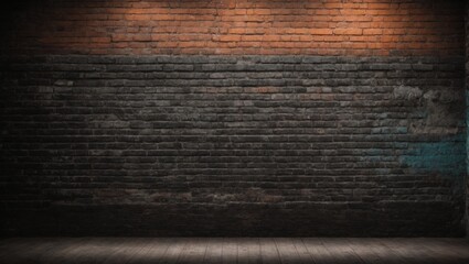 Black dark grunge brick wall texture background, wallpaper for ads, advertising
