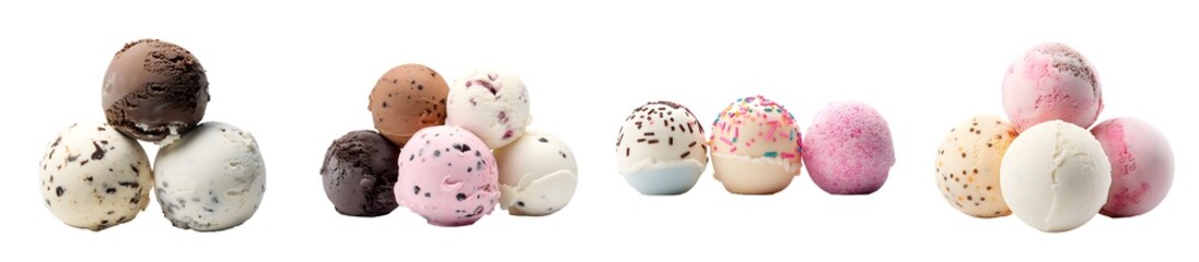 ice cream balls isolated on transparent background, png, Generative Ai