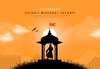 Vector illustration of chattrapati Shivaji Maharaj Jayanti. - obrazy, fototapety, plakaty