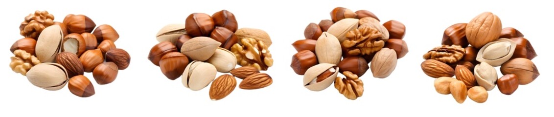 nuts isolated on transparent background, png, Generative Ai