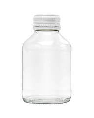 blank packaging clear glass bottle with white cap for beverage design mock-up
