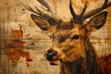 Foto op Canvas wall painting depicting a deer © Yoshimura