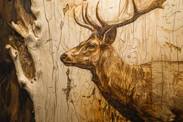 Foto op Canvas wall painting depicting a deer © Yoshimura