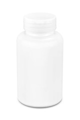 Blank packaging white plastic bottle for medicine or supplement product design mock-up
