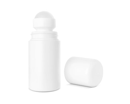 blank packaging white roll-on bottle for deodorant product design mock-up
