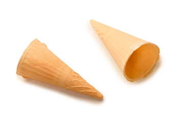 Waffle cone isolated on  white background.