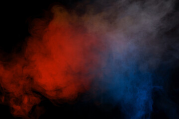 Blue and yellow steam on a black background.