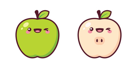 Green Apple, Organic healthy food, Vector  illustration