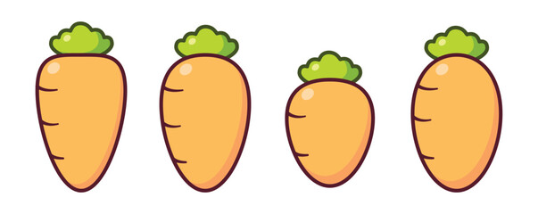 Set of Cartoon Carrots with Any Size Vector Illustration