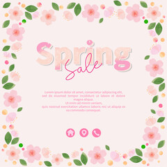 Pink themed spring sale with cherry blossoms