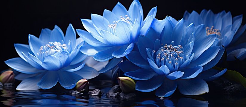 Blue Egyptian lotus, also known as blue water lily or Nymphaea caerulea.
