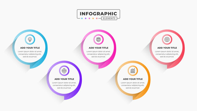 Vector presentation speech bubble infographic design template with 5 steps or options