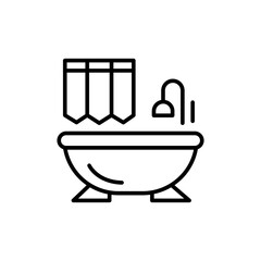 Bathtub outline icons, furniture vector illustration ,simple transparent graphic element .Isolated on white background