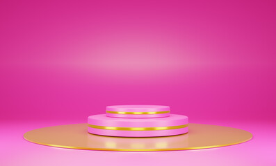 3D Render of Pink and gold podium