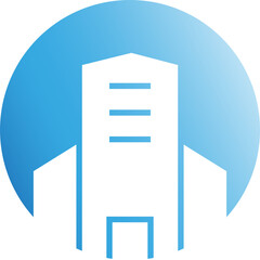 Office Tower in Blue Button
