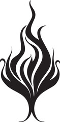 Fire flame Black silhouette isolated on white background