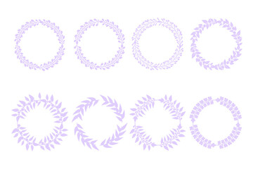 Set of Easter circle frame, wreath with branches. Vector illustration.