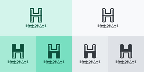Modern Letter H Logo Set, Suitable for business with H or HH initials - obrazy, fototapety, plakaty