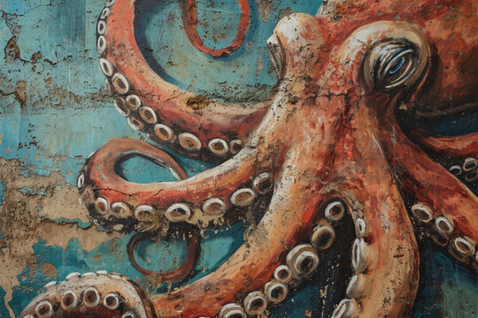 wall painting depicting an octopus