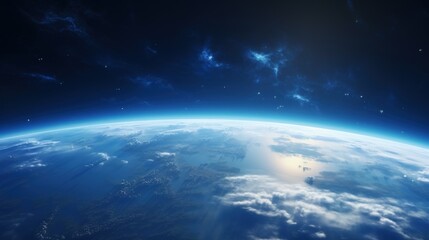 Earth planet shot on outer space with deep sky background. AI generated image